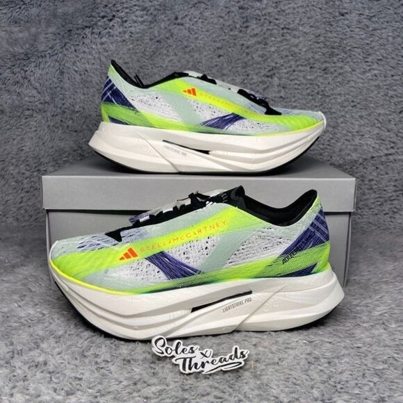 Adidas Stella McCartney Prime x 2 Strung Size 9.5 Women White Purple Volt IE3511 - Picture 1 of 7